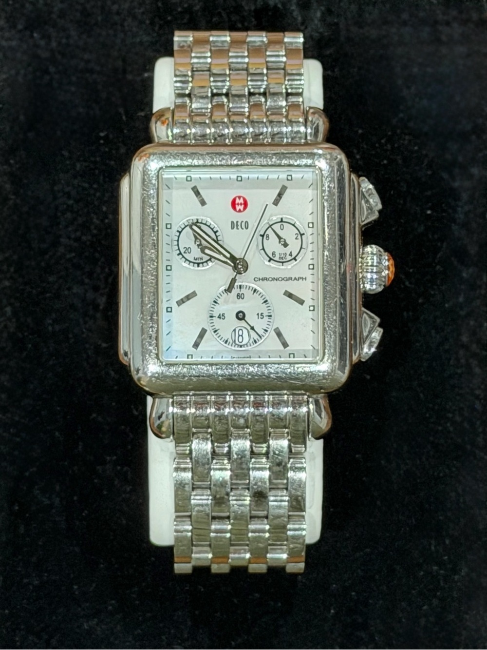 Michele Deco Chronograph Watch Stainless Steel Mother of Pearl Dial Swiss Made - Picture 7 of 11